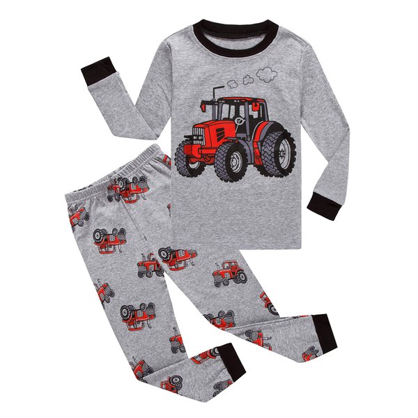 Family Feeling Tractor Little Boys Long Sleeve Pajama Sets for Child Cotton Pyjamas Toddler Kids Pjs Size 5