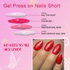 AddFavor Oval Press on Nails Short Fake Nails, 240pcs Bright Red Nails Press on Almond False Nail Full Cover Acrylic Nail for Women and Girls
