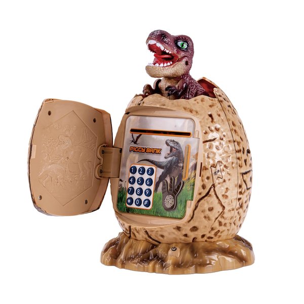 EVTHSU Dinosaur Egg ATM Piggy Bank for Boys,Kids Electronic Password Mini Safe for Real Money,Great Dino Decor Toys Gifts for Christmas Birthday Easter (Brown)