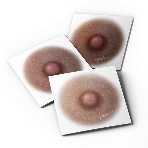 Breast Cancer Temporary Tattoos for Women - 3 Pairs, Post Mastectomy Temporary Tattoo, Post Surgery Nipple Solution, Fitzpatrick Scale Colors: 3, 4 and 5 (1 inch) Small Size - Sample Pack