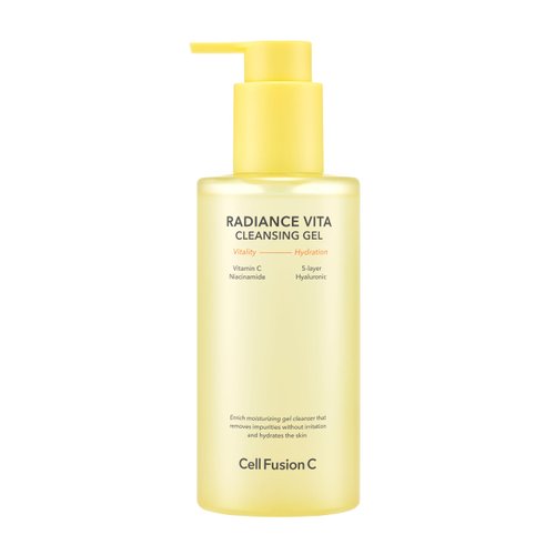 Cell Fusion C Radiance Vita Cleansing Gel, Vitamin C + BHA + 5 Hyaluronic Acids - Gel to Foam Daily Face Wash, Brightens & Exfoliates, 6.76 fl.oz / 200ml - skincare for face