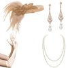 BABEYOND 1920s Flapper Accessories Gatsby Costume Accessories Set 20s Flapper Headband Pearl Necklace Gloves Plastic Holder