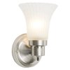 Design House 504977 Village Traditional 1-Light Indoor Dimmable Wall Sconce with Frosted Flute Glass and Twist On/Off Switch Bathroom Bedroom Hallway, 8.25"H x 5.1"W, Satin Nickel