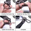 Wisdompro Genuine Leather Car Keychain, Universal Key Fob Keychain Leather Key Chain Holder for Men and Women, 360 Degree Rotatable, with Anti-lost D-ring, 3 Keyrings - Black (Carabiner Clip)