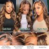 LEOSA Highlighted 13x4 HD Transparent Lace Front Wigs Body Wave Honey Blonde Pre Plucked Lace Front Wig for Black Women Blonde Highlight Wavy Frontal Wig 4H27 Natural Looking Long Haired Wig