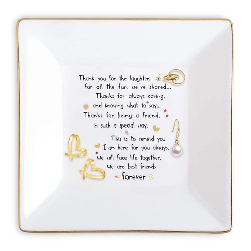 KLYJI Best Friend Giftss for Women Unique Friendship Gifts Friends Birthday Gifts for Friends Female Teen Girls Bestie Sisters Jewelry Dish Trinket Plate Mothers Day Gifts