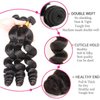 Loose Wave Bundles with Closure (16 18 20 +14) Wet and Wavy Brazilian Virgin Ocean wave Human Hair 3 Bundles with 4x4 Lace Closure with Baby Hair Free Part Loose Deep Wave Human Hair Extensions