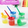 TOUHKAN Toddler Paint Brushes Paint Cups, Droppers for Kids, No Spill Paint Cups for Kids, Plastic Liquid Dropper for Kids Crafts, Spill Proof Paint Cups for Preschool Classroom Furniture