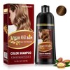 Fvquhvo Dark Brown Hair Dye Shampoo for Gray Coverage, Argan Oil Instant Hair Color Shampoo, Semi-Permanent Brown Hair Shampoo, Long Lasting Brown Hair Dye, Brown Shampoo Easy to Use (Dark Brown)