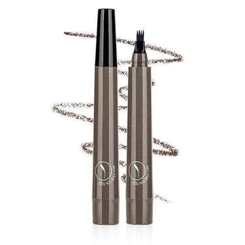 New Magic Eyebrow Pencil, 3D Waterproof Microblading Eyebrow Pencil Contouring Pen, 4 Tipped Precise Brow Pen, Fine Stroke Microblading Eyebrow Pencil Creates Natural Makeup Effect (Grey Brown)