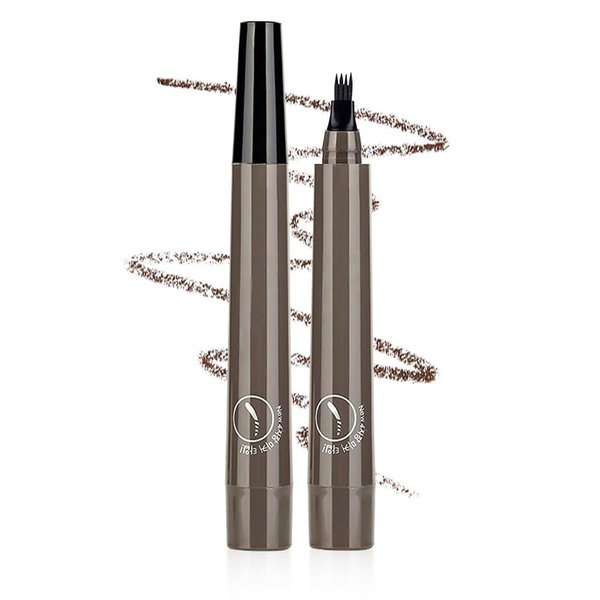 New Magic Eyebrow Pencil, 3D Waterproof Microblading Eyebrow Pencil Contouring Pen, 4 Tipped Precise Brow Pen, Fine Stroke Microblading Eyebrow Pencil Creates Natural Makeup Effect (Grey Brown)