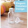 JUVITUS 1 oz / 30 ml Clear Glass Boston Round Bottle with Silver Metal Screw On Cap (12 Pack) + Funnel