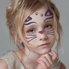 Cute Cat Face Sticker Cartoon Animal Face Gems Sticker Glitter Crystals Face Art Stickers Kid Face Eye Decoration for Makeup Face Sparkling Party Face Sticker 2Pcs