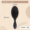 LEV Boar Bristle Hair Styling Brush - Wet Hair Brush for Curly, Thick, Natural Black Hair - Detangling & Smoothing Brush - Anti Frizz Hair Styling Brush - 360 Wave Brush - Black