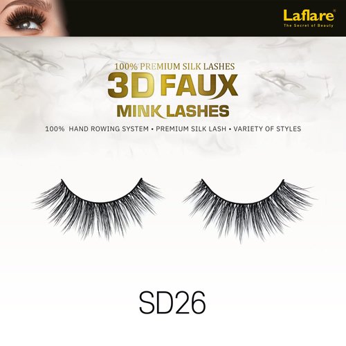 Laflare Silk Lashes 3D FAUX MINK Eyelashes, Light, Reusable, Handmade, Natural Looking, Professional Easy to Apply Eyelashes in a Knitted Style3-3 PACKS BUNDLE SPECIAL (3, SD26)