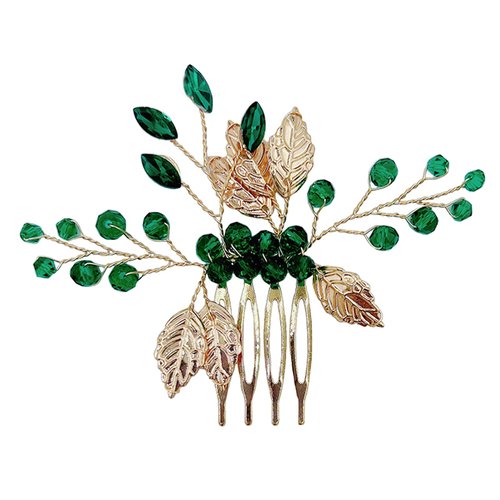 SH Bridal Hair Comb for Women, Rhinestone Wedding Comb for Bride, Barrette Crystal Hiar Clip Headpieces for Women, Green