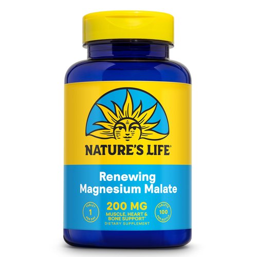 Nature&#39;s Life Renewing Magnesium Malate 200 mg - Once Daily Magnesium Supplement for Muscle and N...