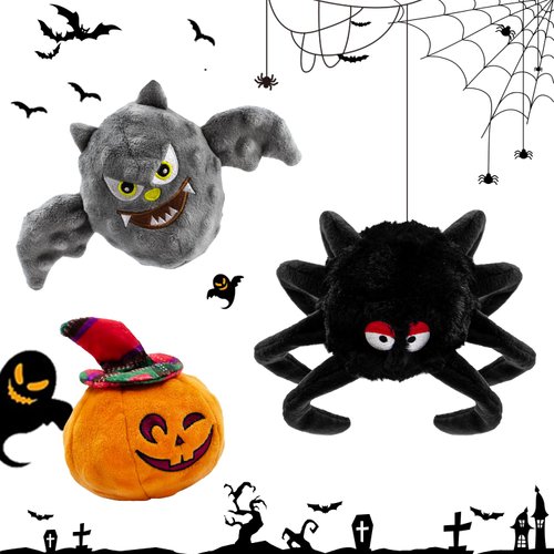 MAOOOOB Halloween Dog Toy- Dog Pumpkin & Devil & Spider 3PCS Teething Toy- Pet Dog Companion Toy- Interactive Gifts Dog Toys for Small Medium Dogs