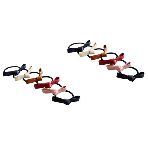 12Pcs Multicolor Small Knotted Bow Hair Ties PU Leather Elastic Hair Bands Simple Hair Ropes Ponytail Holder Hair Elastics and Ties Hair Accessories