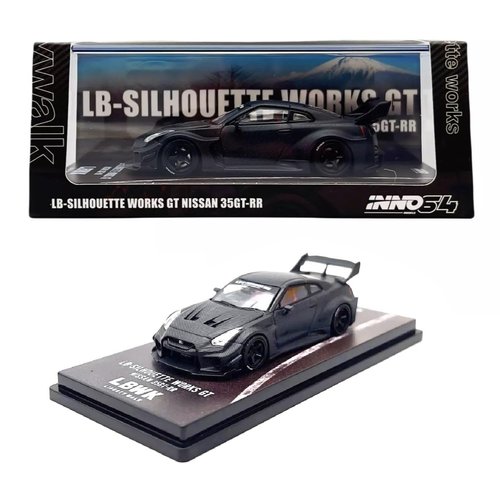 1:64 Scale Diecast Model Car Compatible with LB-Silhouette Works GT Nissan 35GT-RR Black Carbon Limited Edition by Inno64 IN64-LBWKR35-FC