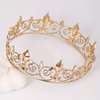 FORSEVEN Full Round King Crown- Metal Rhinestone Crowns and Tiaras for Women and Men Party Prom (HG340 Gold)
