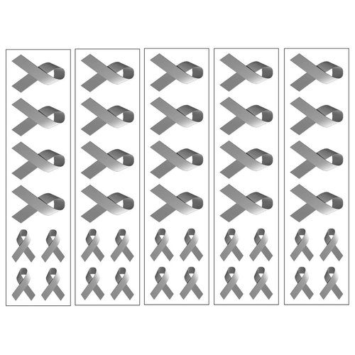 40 Gray/Grey Ribbon Temporary Tattoos: Brain Cancer Awareness Tattoo