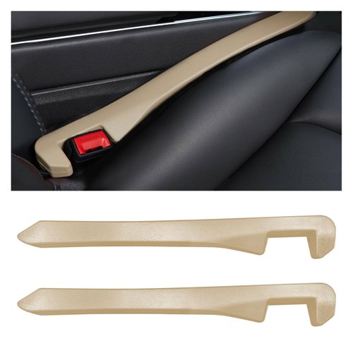 Augeny 2PCS Car Seat Gap Filler, Leather Seat Gap Plug to Fill The Gap Between Seat and Console, Universal Seat Crevice Blocker Stop Things from Dropping, Vehicle Interior Accessories (Beige)