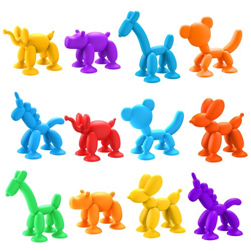 Bath Toys 12 PCS Suction Cup Toys Sensory Toys for Kids Ages 4-8 Boys Girls Stress Release Toys Travel Toys Suction Cup Toys Silicone (12)