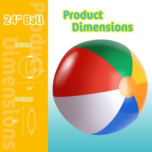 GRNVDWN 3 Packs 24" Inflatable Beach Balls Rainbow Color Pool Ball Pool Toys Pool Balls for Swimming Pool Beach Ball Party Favor Beachball Balloons for Kids&Adults