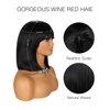 YYHR Short Bob Wig With Bangs 12" Light Yaki Straight Synthetic Hair Wigs Cut Short Black Bob Wigs With Bangs Daily Costume Wig (12 Inch,1B)