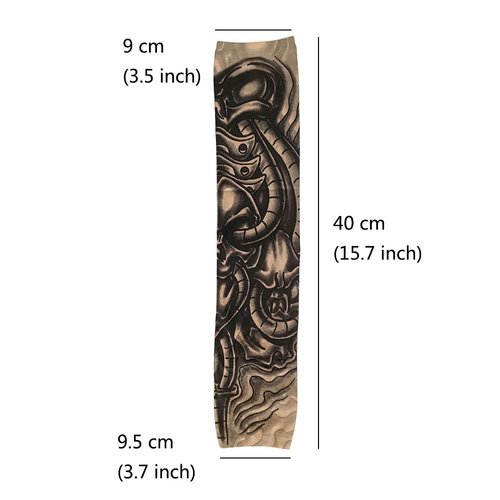 Jurxy 6 Pcs Temporary Tattoo Sleeves Fake Slip On Tattoo Arm Sleeves Kit Arm Sunscreen Stockings Accessories for Unisex Party Cool Men Women - Style L