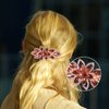 Sankuwen Floral Rhinestone Hairpin Luxury Crystal Flower Hair Barrette Clip (Red-Purple)