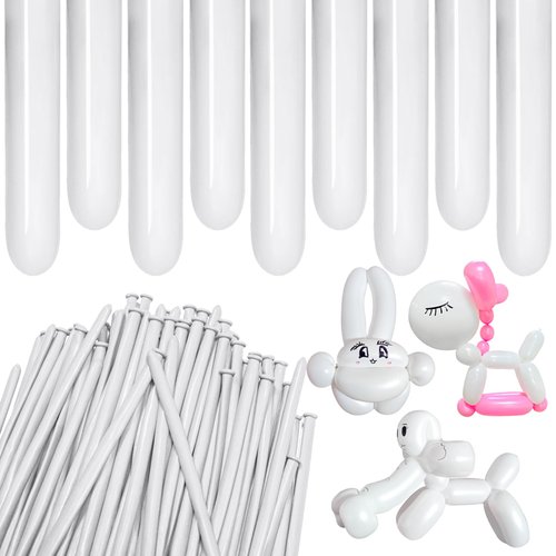 ZBYDNG 260 Balloons, Thickening Long Balloons for Tying Balloon Arch, Twisting Latex Animals Magic Modeling Skinny Birthday Balloons for Kid‘s Party Wedding Decoartion 100pcs （White）