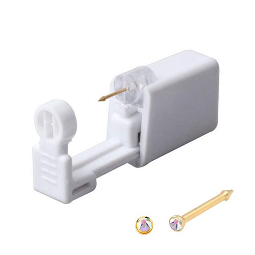 Nose Piercing Kit Gold Color Disposable Nose Piercing Gun Needles Piercing Safety Self Nose Piercing Kit with Nose Rings (Colorful)