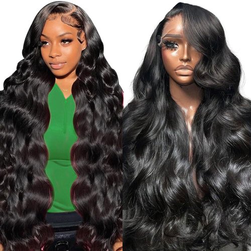 Gongfang 13x6 Lace Front Wigs Human Hair Body Wave Lace Front Wigs Human Hair Pre Plucked 200 Density HD Lace Frontal Wigs Human Hair for Women With Baby Hair Natural Black 26 Inch