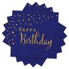 DYLIVeS Happy Birthday Napkins, Blue and Gold Foil Dots Napkins Disposable Paper Napkins for Dinner Picnic Cocktail Birthday Party Supplies Decorations for Boy Man, 6.5 x 6.5 Inch (Pack of 50)