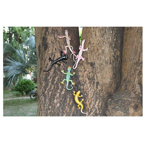 Vocoliday 6Pcs Realistic Fake Lizards Artificial Model Reptile Lizard Animal Figures Trick Playthings for Halloween April Fools' Day Party Prank Props