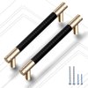Guoharda 12 Pack 5 Inch 128 mm Knurled Cabinet Handles Cabinet Pulls Aluminum Handles Pulls Gold and Black Oxidation Finish with Diamond Pattern 6" Length (5" Hole Center)
