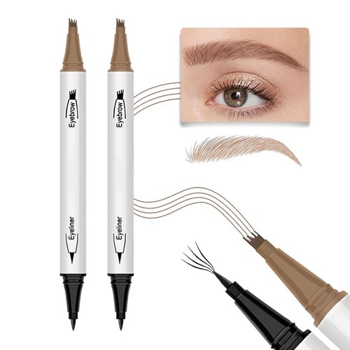 4 Claws Tip Microblade Eyebrow Pen,24h Long Lasting Waterproof Smudge Proof with Micro-Fork Tip Eyebrow Pencil,Makeup Eye Brow Contouring Pen Creates Natural Looking Brows Effortlessly - light brown