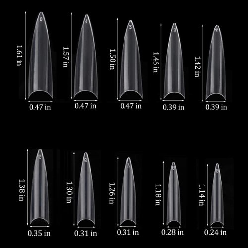 600Pcs Stiletto Nail Tips for Acrylic Nails Long False Nails Clear Fakes Nails Half Cover False Nail Tips