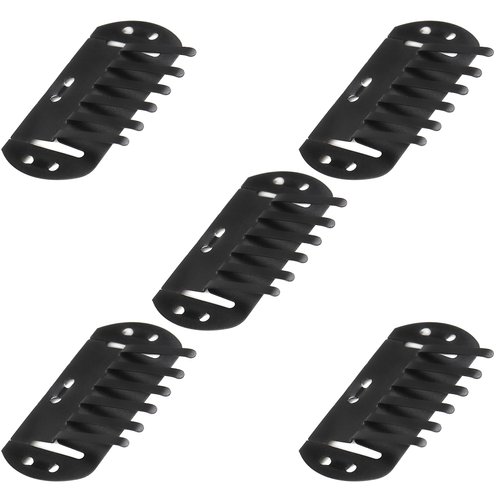 Flat Wig Clips to Secure Wig and Hair Extensions, Thin & Sturdy Japanese Stainless Steel, Small 6 Teeth (5 Pcs), Black, Made in JAPAN