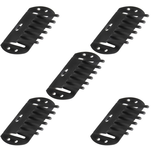 Flat Wig Clips to Secure Wig and Hair Extensions, Thin & Sturdy Japanese Stainless Steel, Small 6 Teeth (5 Pcs), Black, Made in JAPAN
