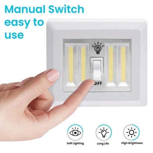 AlltroLite LED Closet Light Switch | 400 Lumen Wireless Battery Powered COB Night Light | Stick On Magnetic Battery Lights for Under Cabinet, Shelf, Shed, Kitchen, Garage, Attic, RV, DIY