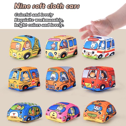 9PCS Soft Car Toys for 1-3 Year Old Boys and Girls, Infant Plush Car Toys with Playmat Map and Storage Bag, Ideal 1st Birthday Gifts for Toddler Boys Aged 6-18 Months