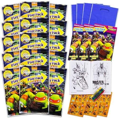 Set Of 15 Teenage Mutant Ninja Turtles Play Packs Fun Party Favors Coloring Book Crayons Stickers
