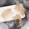 8 Pack Leaf Hair Side Combs for Women Girl, Bridal Metal Decorative Hair Comb Clips, Gold French Twist Hair Slide Comb for Wedding Hair Accessories