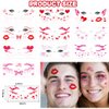 Valentine's Day Red Heart Lips Temporary Tattoo Stickers Glitter Butterfly bows Waterproof Fake Freckle Tattoos Rave Face Body Makeup Accessories for Women Halloween Cosplay Party 10Sheets