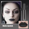 3Pcs Black Lipstick Kit, Matte Lipstick+Glossy Lip Gloss+Lip Liner Pencil, Long Wear Velvet Black Liquid Lipstick Make up Gift Set