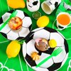 durony 121 Pieces Soccer Party Tableware Set Include Soccer Party Plates and Napkins, Cups, Tablecloth, Forks Soccer Party Supplies for Soccer Party Theme Decoration