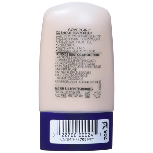COVERGIRL Smoothers Hydrating Makeup Foundation, Natural Ivory, 1 Fl Oz, 1 Pack ,Hydrating Foundation, Cruelty Free Foundation, Liquid Foundation, Cream Foundation, Moisturizing Foundation